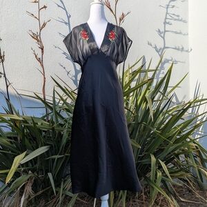 Delicates Black Dolman Sleeve V-Neck Midi Dress